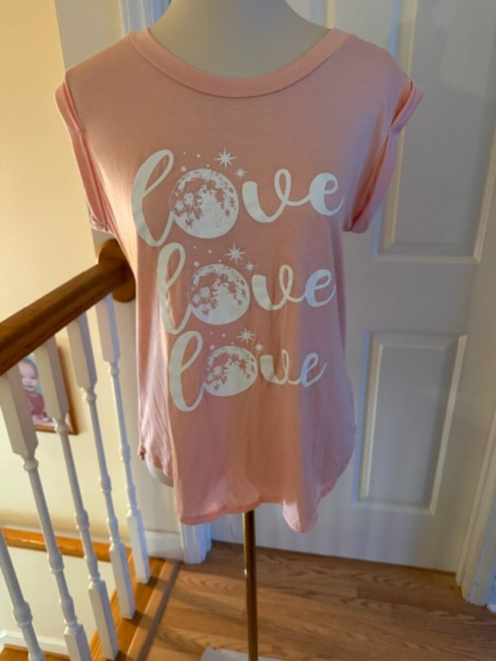 Funky Pink Celestial Love Love Love Celestial Moon Graphic Tee Shirt S NWT